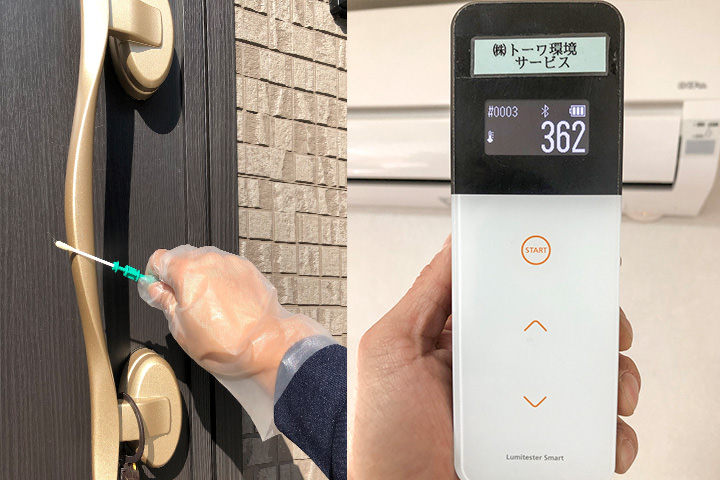 ATP検知器測定後のふき取り